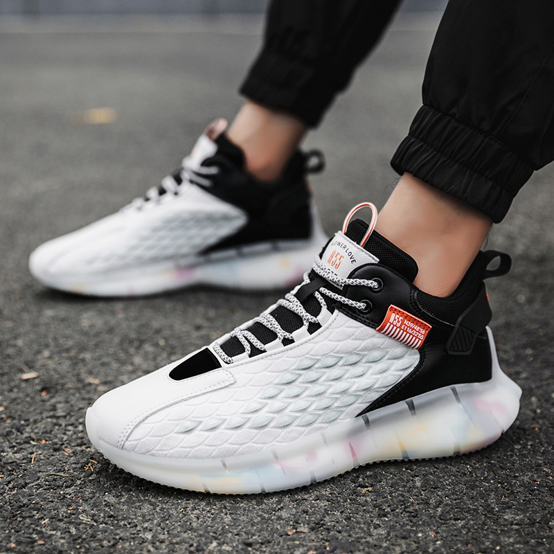 2020新款秋季七彩爆米花飞织网面运动跑鞋男潮鞋高品质主推款